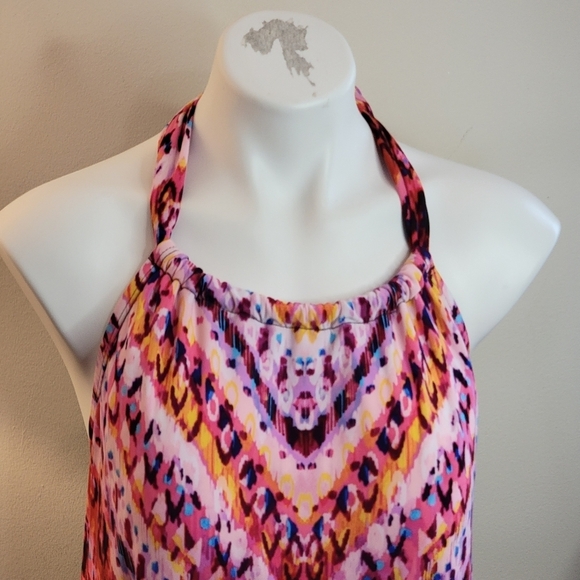 Aqua green High neck Angled tankini top Multi color Size L - Picture 5 of 9